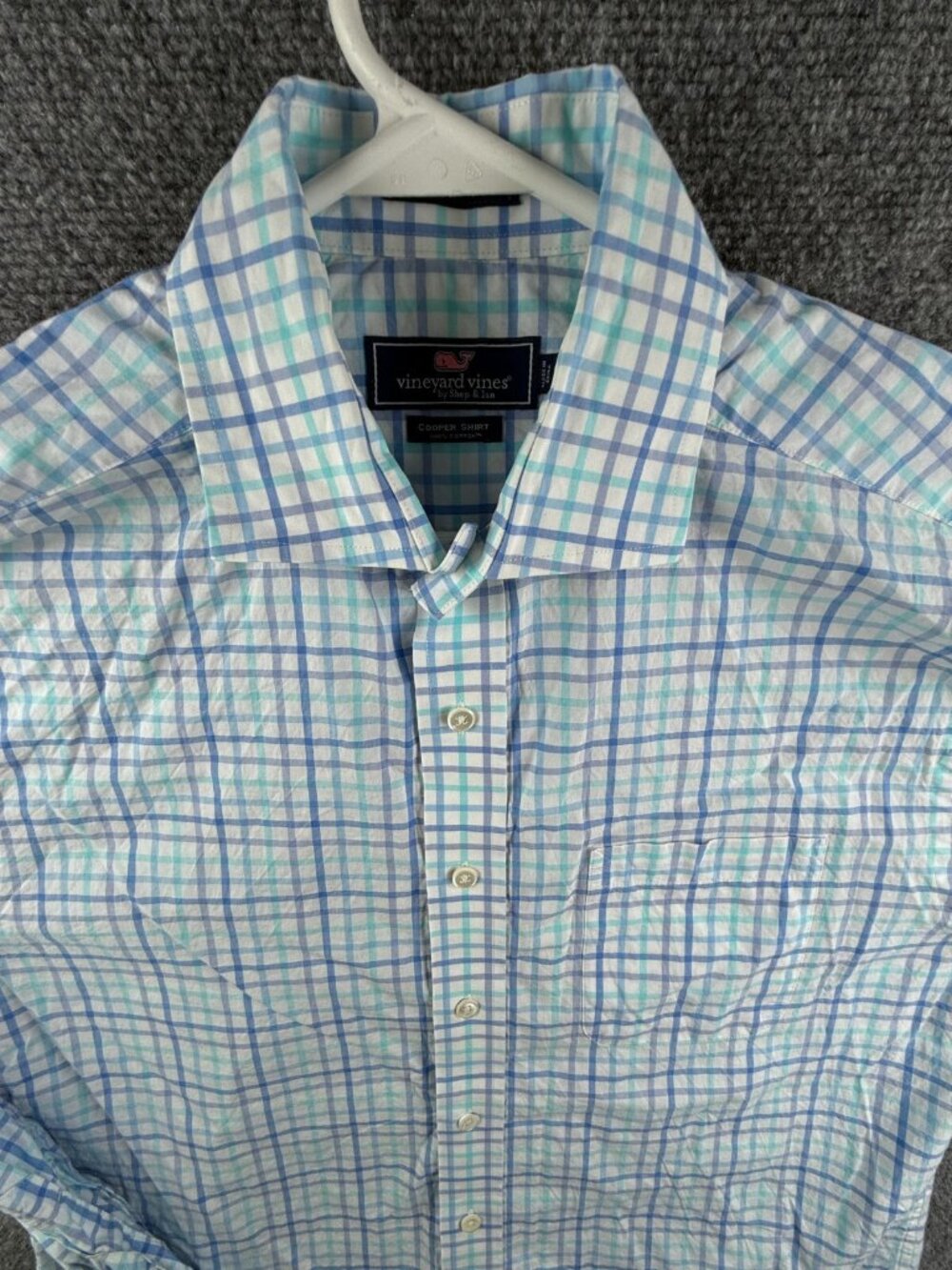 Vineyard Vines Crosby Button Up Shirt Long Sleeve Men Blue Check Medium Premium